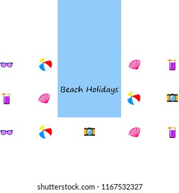 summer holiday hat flip flops seashell vector background