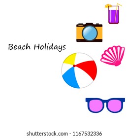 summer holiday hat flip flops seashell vector background