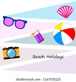 summer holiday hat flip flops seashell vector background