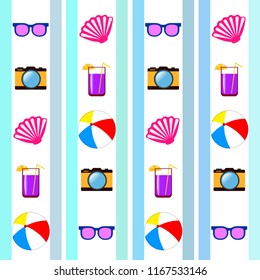summer holiday hat flip flops seashell vector background