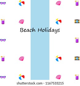 summer holiday hat flip flops seashell vector background