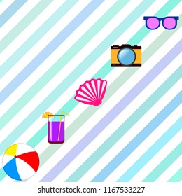 summer holiday hat flip flops seashell vector background