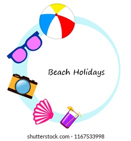 summer holiday hat flip flops seashell vector background