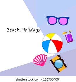 summer holiday hat flip flops seashell vector background