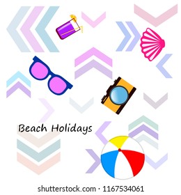 summer holiday hat flip flops seashell vector background
