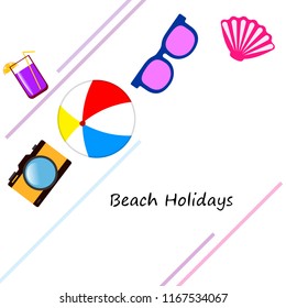 summer holiday hat flip flops seashell vector background
