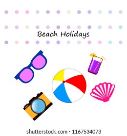 summer holiday hat flip flops seashell vector background