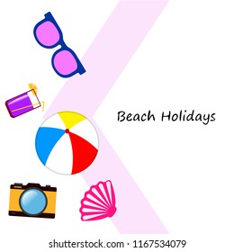 summer holiday hat flip flops seashell vector background summer holiday hat flip flops seashell vector background