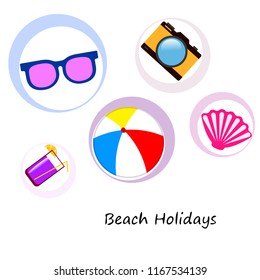 summer holiday hat flip flops seashell vector background