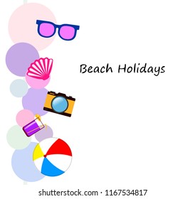summer holiday hat flip flops seashell vector background