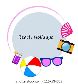 summer holiday hat flip flops seashell vector background