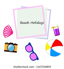 summer holiday hat flip flops seashell vector background