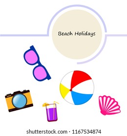 summer holiday hat flip flops seashell vector background