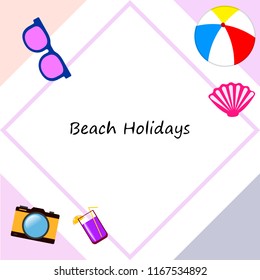 summer holiday hat flip flops seashell vector background