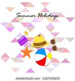 summer holiday hat flip flops seashell vector background