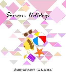 summer holiday hat flip flops seashell vector background