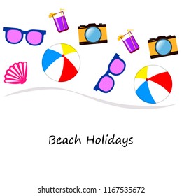 summer holiday hat flip flops seashell vector background