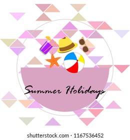 summer holiday hat flip flops seashell vector background