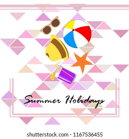 summer holiday hat flip flops seashell vector background