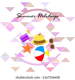 summer holiday hat flip flops seashell vector background