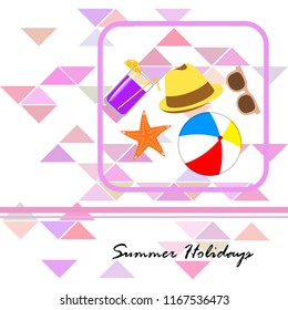 summer holiday hat flip flops seashell vector background