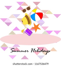 summer holiday hat flip flops seashell vector background