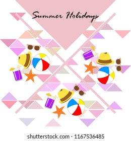 summer holiday hat flip flops seashell vector background