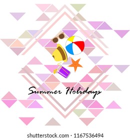 summer holiday hat flip flops seashell vector background