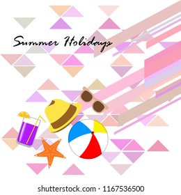 summer holiday hat flip flops seashell vector background
