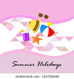 summer holiday hat flip flops seashell vector background