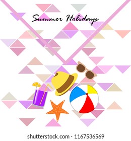 summer holiday hat flip flops seashell vector background