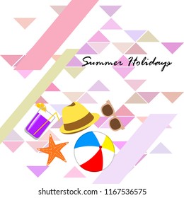 summer holiday hat flip flops seashell vector background