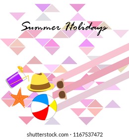 summer holiday hat flip flops seashell vector background