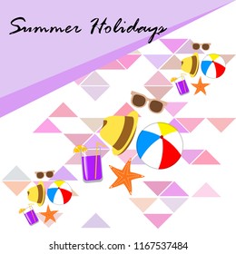 summer holiday hat flip flops seashell vector background