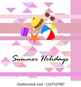 summer holiday hat flip flops seashell vector background summer holiday hat flip flops seashell vector background