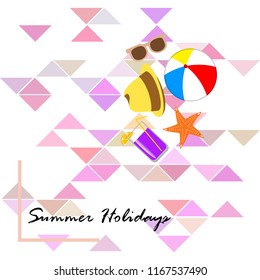 summer holiday hat flip flops seashell vector background