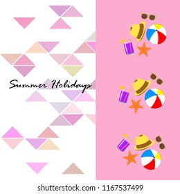 summer holiday hat flip flops seashell vector background