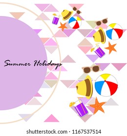 summer holiday hat flip flops seashell vector background