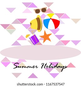 summer holiday hat flip flops seashell vector background
