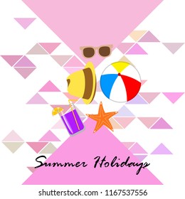 summer holiday hat flip flops seashell vector background