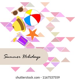 summer holiday hat flip flops seashell vector background