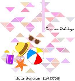 summer holiday hat flip flops seashell vector background