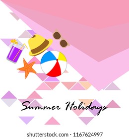summer holiday hat flip flops seashell vector background