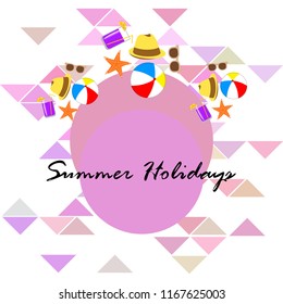summer holiday hat flip flops seashell vector background