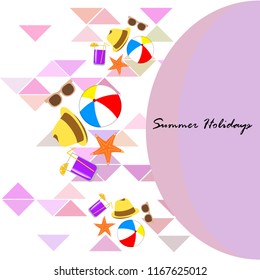 summer holiday hat flip flops seashell vector background