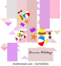 summer holiday hat flip flops seashell vector background