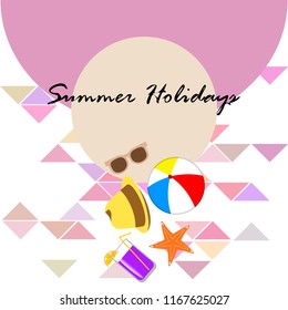 summer holiday hat flip flops seashell vector background