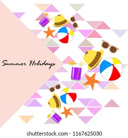 summer holiday hat flip flops seashell vector background