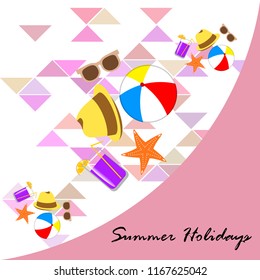 summer holiday hat flip flops seashell vector background