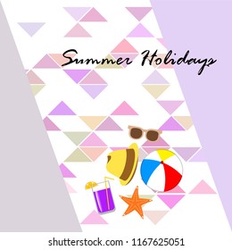 summer holiday hat flip flops seashell vector background